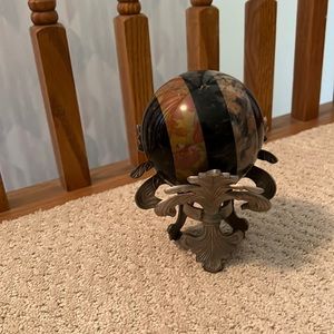 Marble ball and silver holder